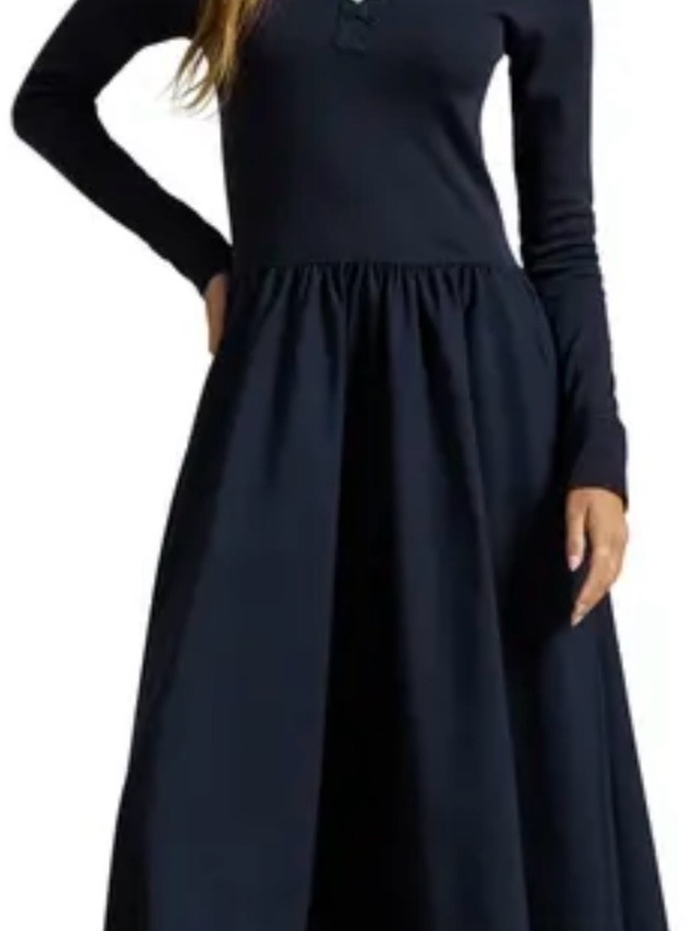 Polo by Ralph Lauren Navy Long-Sleeve Henley Midi Dress - Picture 2 of 8